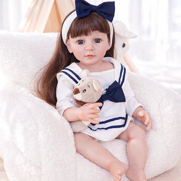 Chimidoll - muñeca renacida de niño pequeño, conjunto blanco de marinero