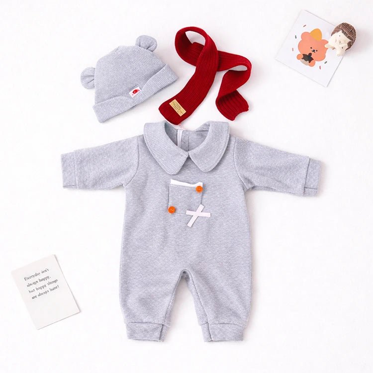Gray onesie reborn baby doll outfit by chimidoll