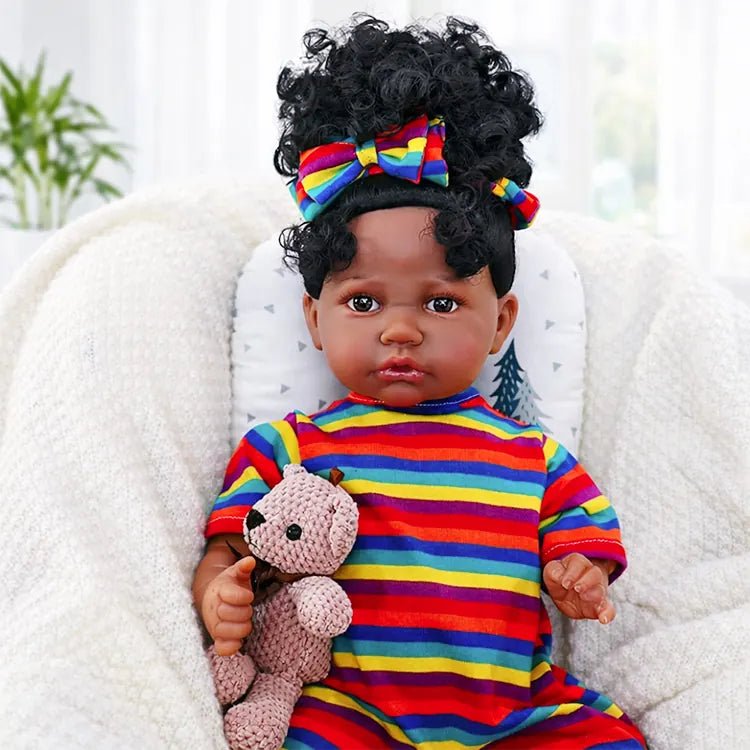 Zara - African American Lifelike Reborn Baby Doll (18") by chimidoll