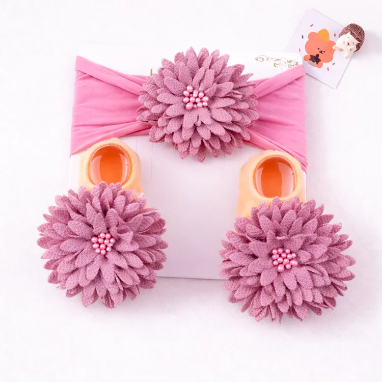 Baby Doll Headband & Socks Set (Floral Style)