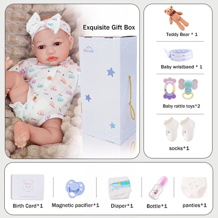 Olivia - Lifelike Reborn Baby Doll (18") - Authentic Reborn beautiful reborn baby dolls - chimidoll