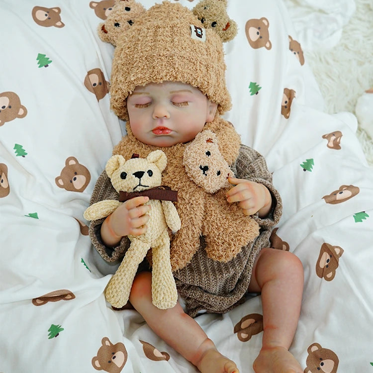 Leo Realistic Reborn Baby Doll with Cozy Bear Themed Outfit chimidoll