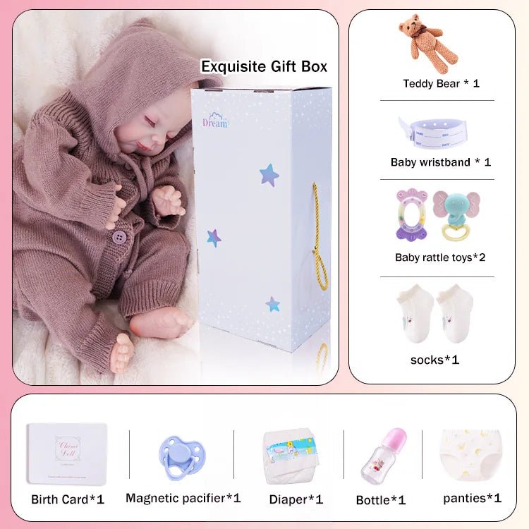 Bella -Lifelike Sleeping Reborn Baby Doll (18") - Authentic Reborn beautiful reborn baby dolls - chimidoll