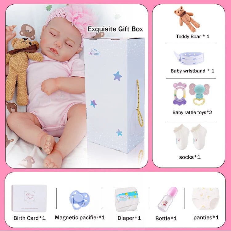 Rosie - Lifelike Sleeping Reborn Baby Doll (20") - Authentic Reborn beautiful reborn baby dolls - chimidoll