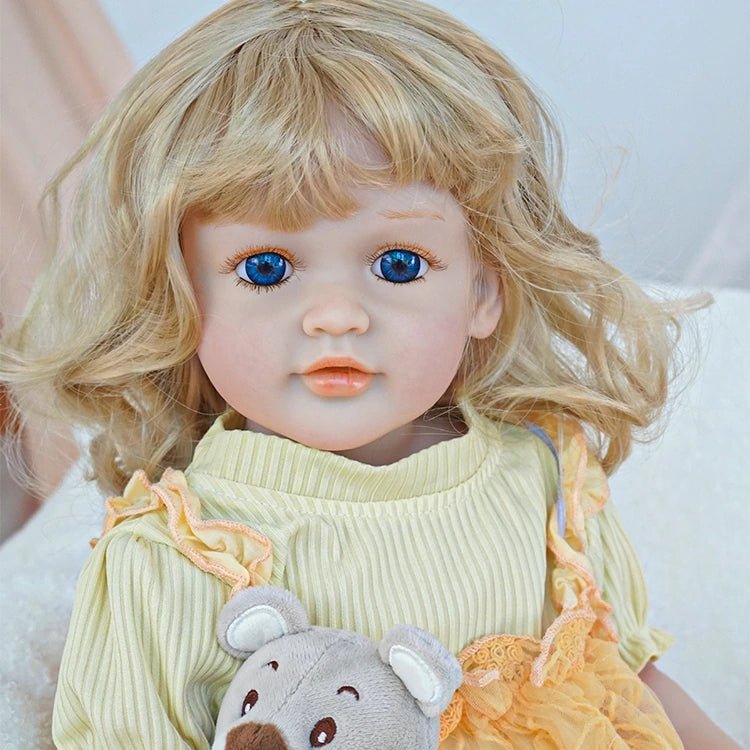Golden Tresses reborn toddler doll- Lifelike Child Toy with Elegant Dress - chimidoll