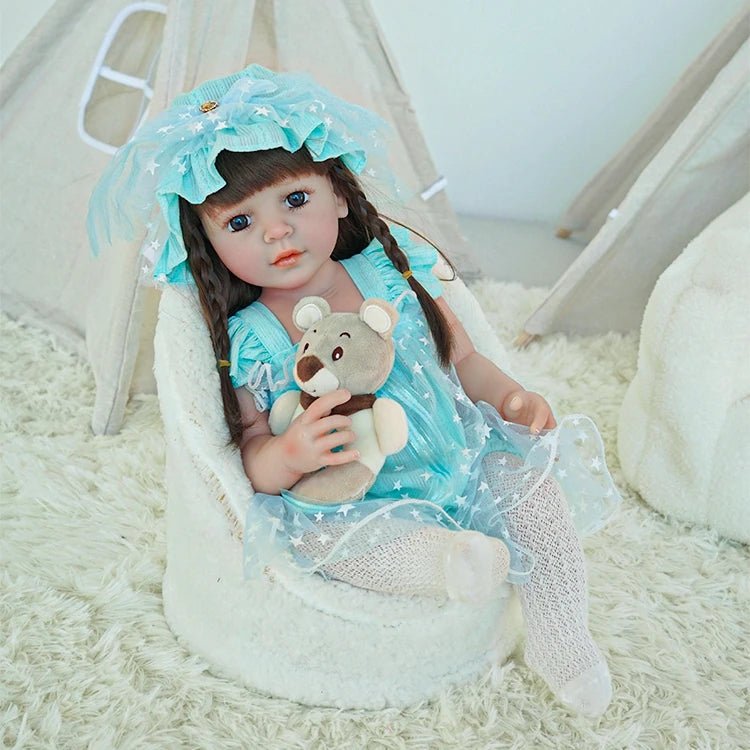 toddler doll, light blue countryside outfit - chimidoll