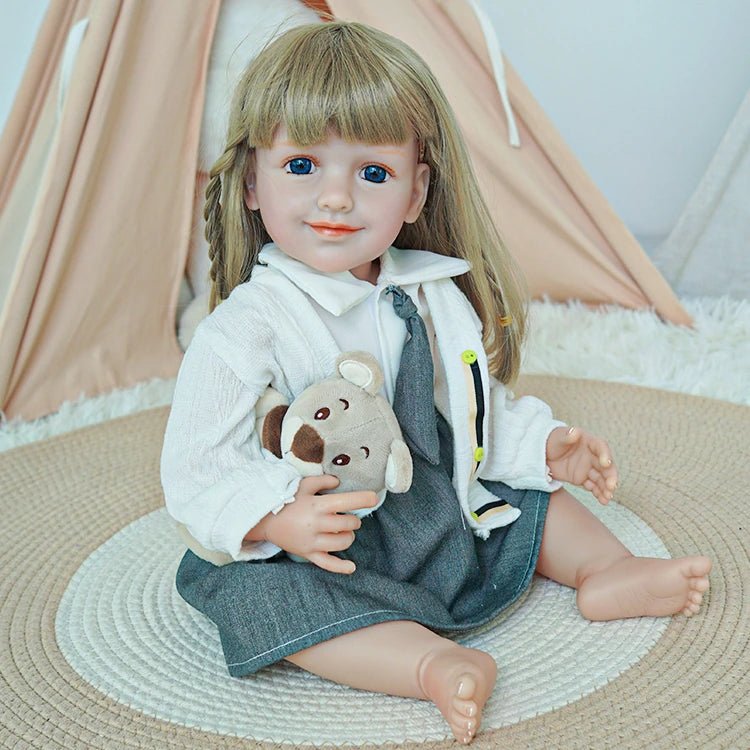 Charming Blonde Toddler Doll in School Outfit - chimidoll