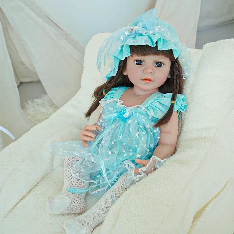 toddler doll, light blue countryside outfit - chimidoll