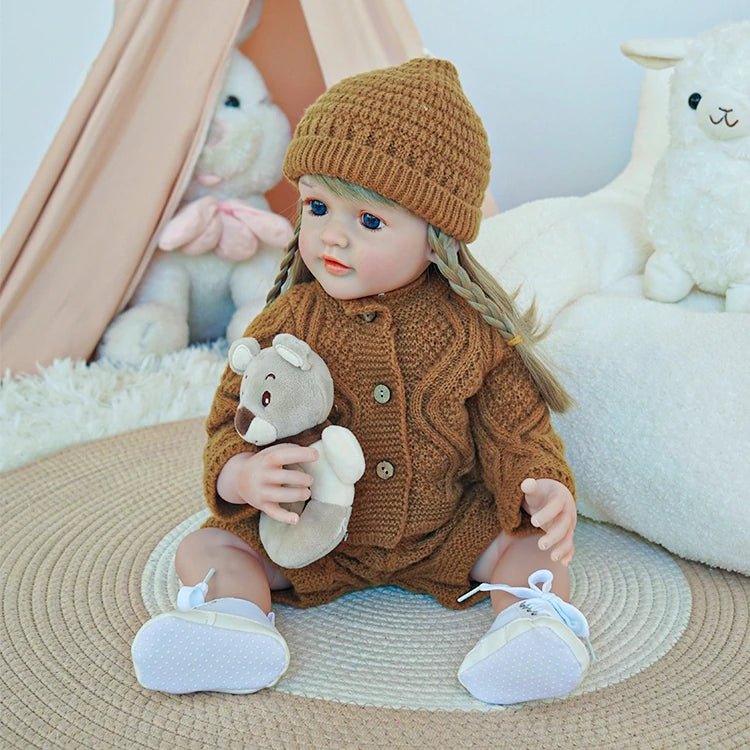 charming toddler doll with chestnut outfit and long yellow hair - chimidoll
