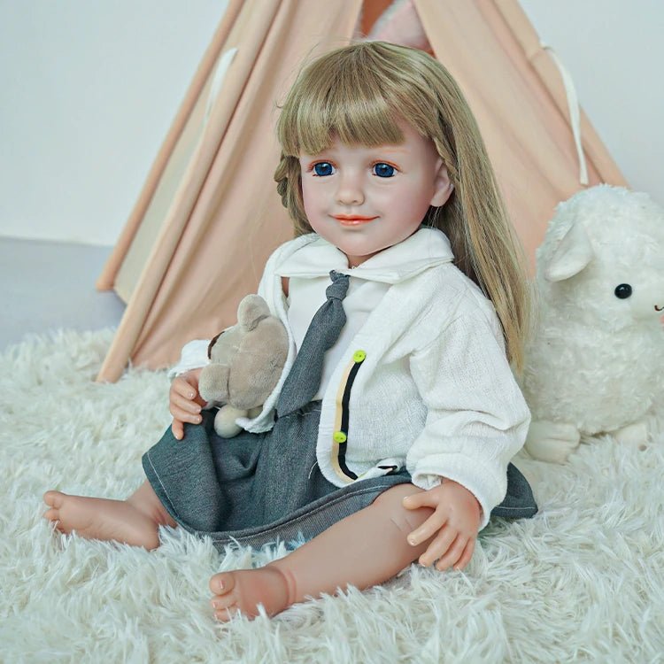 Charming Blonde Toddler Doll in School Outfit - chimidoll