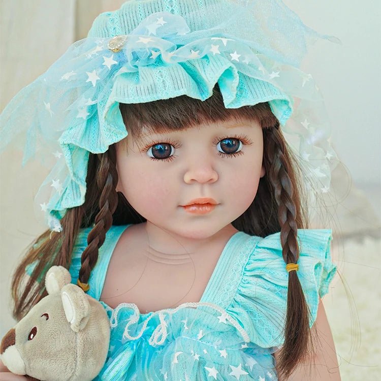 toddler doll, light blue countryside outfit - chimidoll