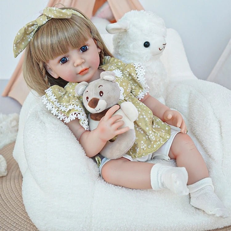 reborn toddler doll, wearing a cute floral dress ensemble - chimidoll