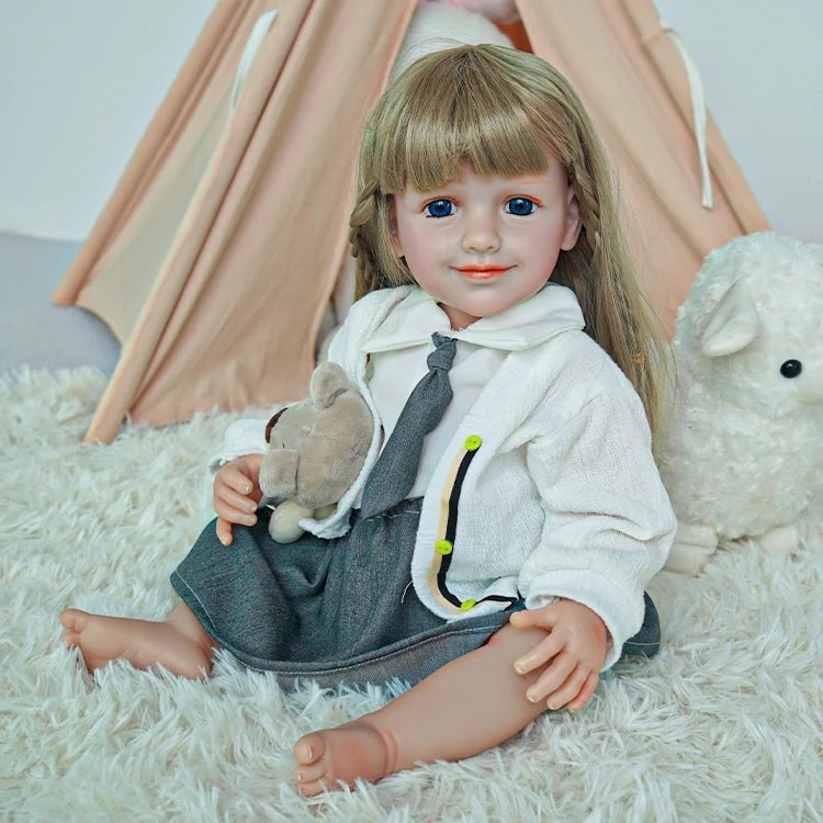 Charming Blonde Toddler Doll in School Outfit - chimidoll