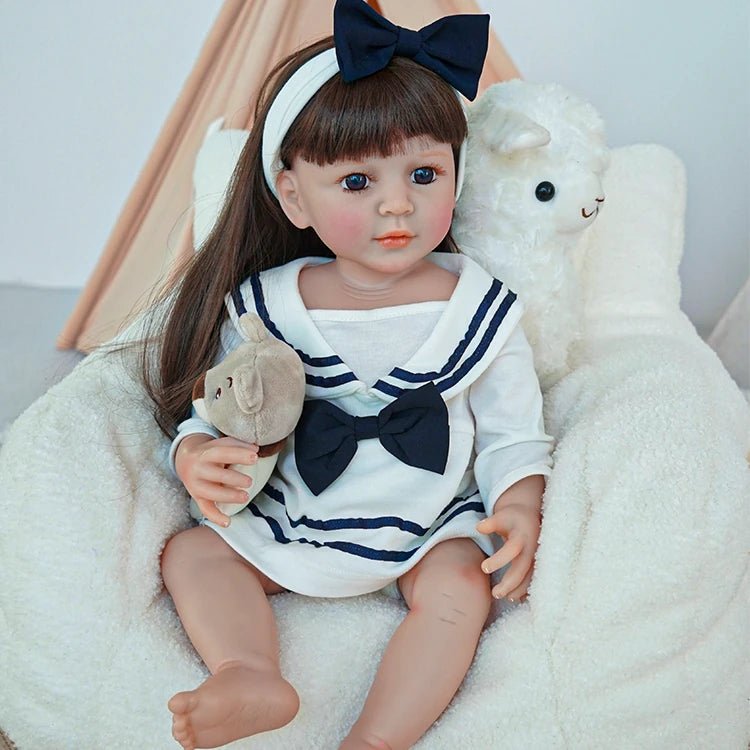 reborn toddler doll, white sailor suit ensemble chimidoll