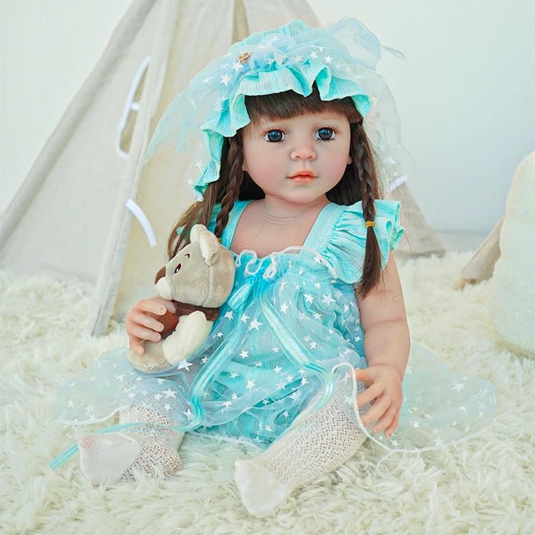 toddler doll, light blue countryside outfit - chimidoll