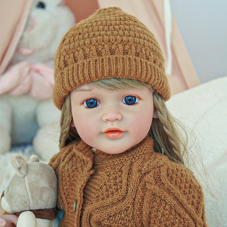charming toddler doll with chestnut outfit and long yellow hair - chimidoll