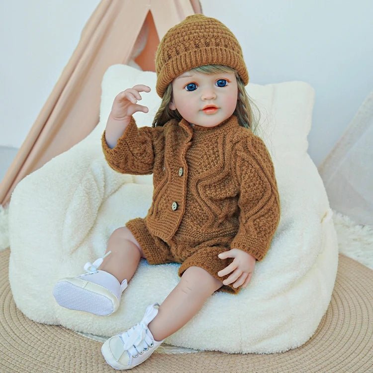 charming toddler doll with chestnut outfit and long yellow hair - chimidoll