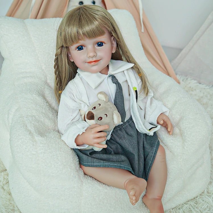 Charming Blonde Toddler Doll in School Outfit - chimidoll