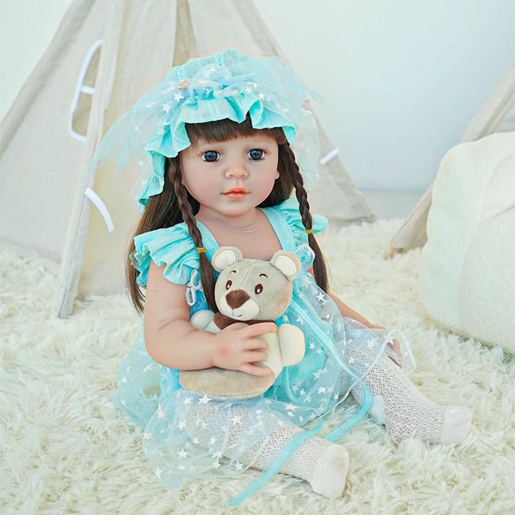 toddler doll, light blue countryside outfit - chimidoll