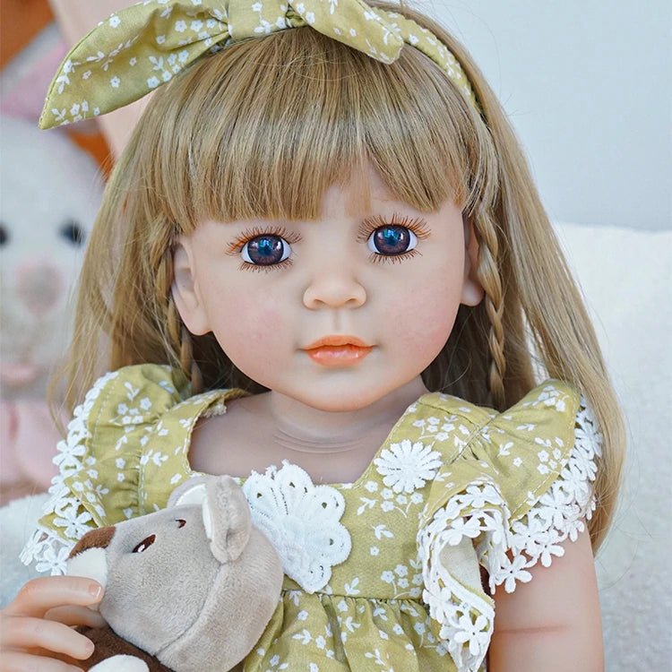 reborn toddler doll, wearing a cute floral dress ensemble - chimidoll