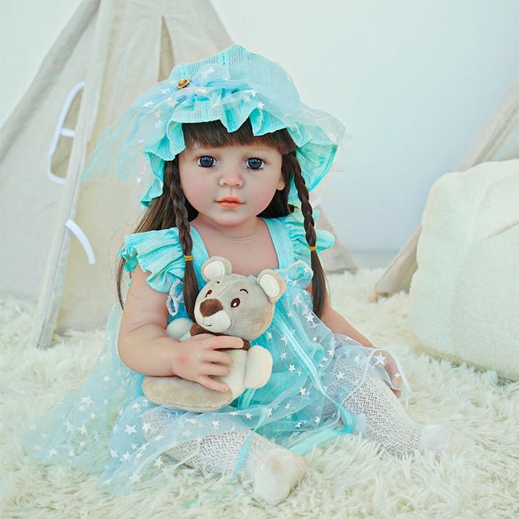 toddler doll, light blue countryside outfit - chimidoll
