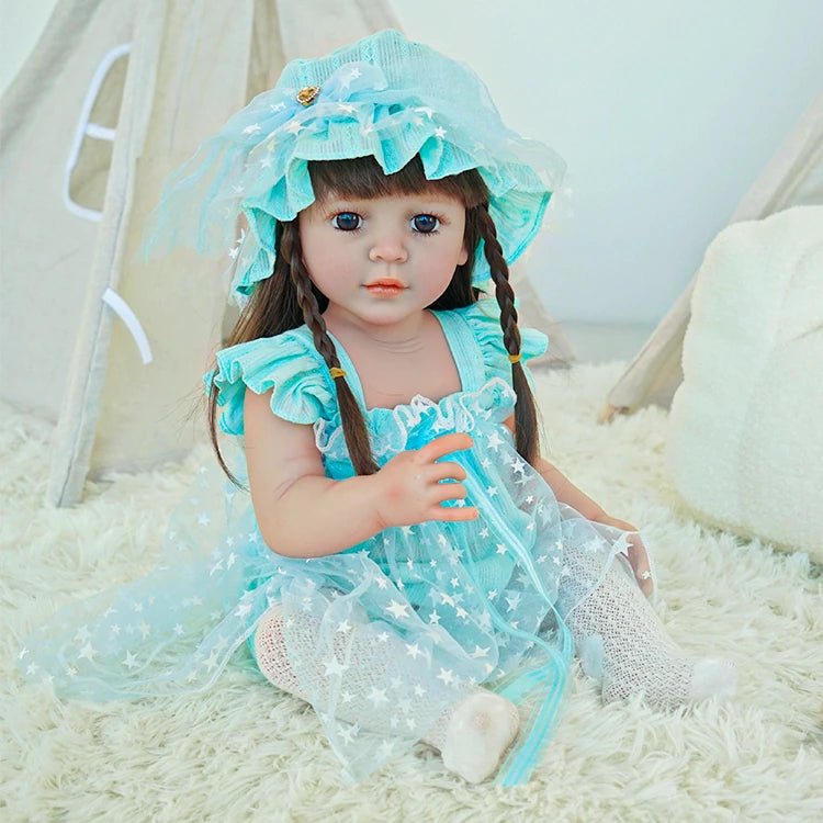 toddler doll, light blue countryside outfit - chimidoll