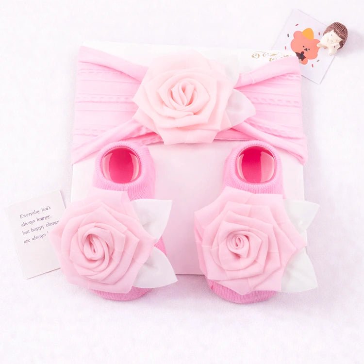 Rose Bow Baby Doll Headband and Socks Set - chimidoll