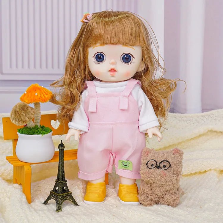 Adorable Fashion Doll with Trendy Pink Overalls - Blonde Doll Blonde Hair Doll - chimidoll