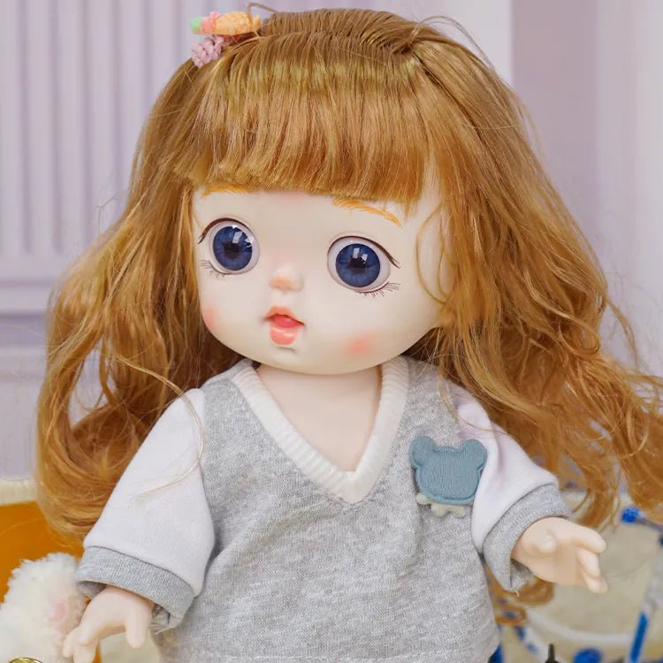 Chic Trendsetter Doll with Whimsical Blue Eyes and Casual Ensemble - Aesthetic Doll Articulated Doll - chimidoll