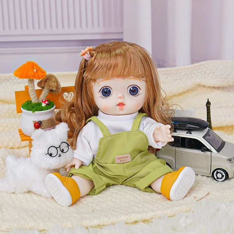 Sweetheart Doll with Chestnut Hair and Green Overalls - Blonde Doll Blonde Hair Doll - chimidoll