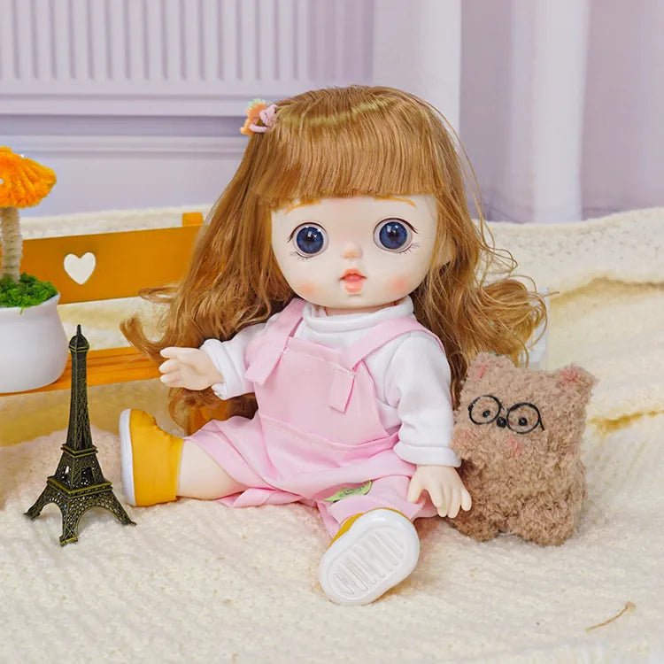 Adorable Fashion Doll with Trendy Pink Overalls - Blonde Doll Blonde Hair Doll - chimidoll