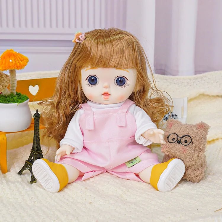 Adorable Fashion Doll with Trendy Pink Overalls - Blonde Doll Blonde Hair Doll - chimidoll