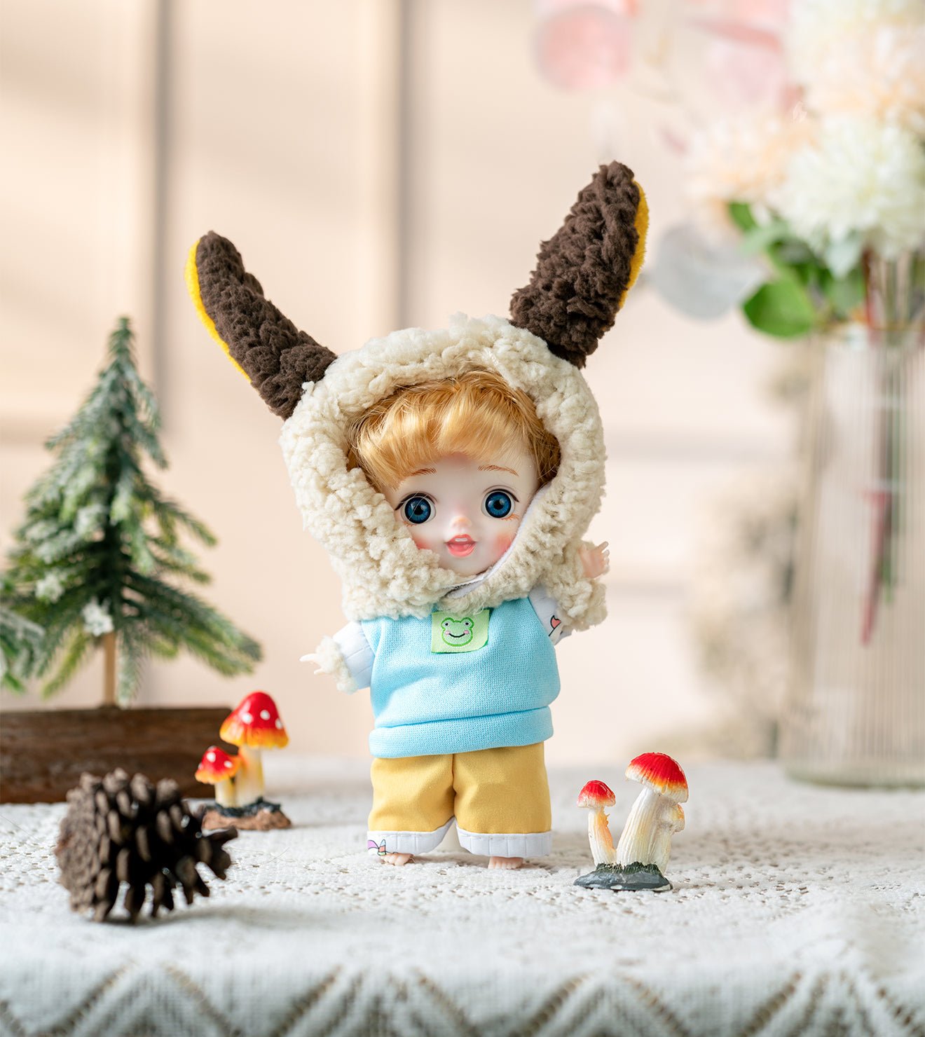 bjd doll with articulated joints and hand-painted artistic details