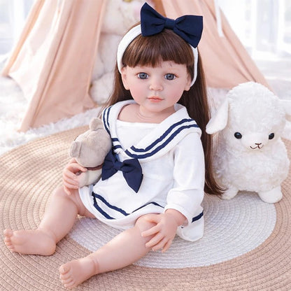 Chimidoll - muñeca renacida de niño pequeño, conjunto blanco de marinero