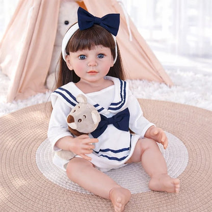 Chimidoll - muñeca renacida de niño pequeño, conjunto blanco de marinero