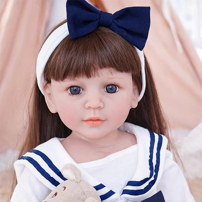Chimidoll - muñeca renacida de niño pequeño, conjunto blanco de marinero