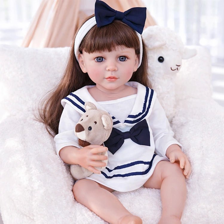 Chimidoll - muñeca renacida de niño pequeño, conjunto blanco de marinero