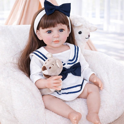 Chimidoll - muñeca renacida de niño pequeño, conjunto blanco de marinero