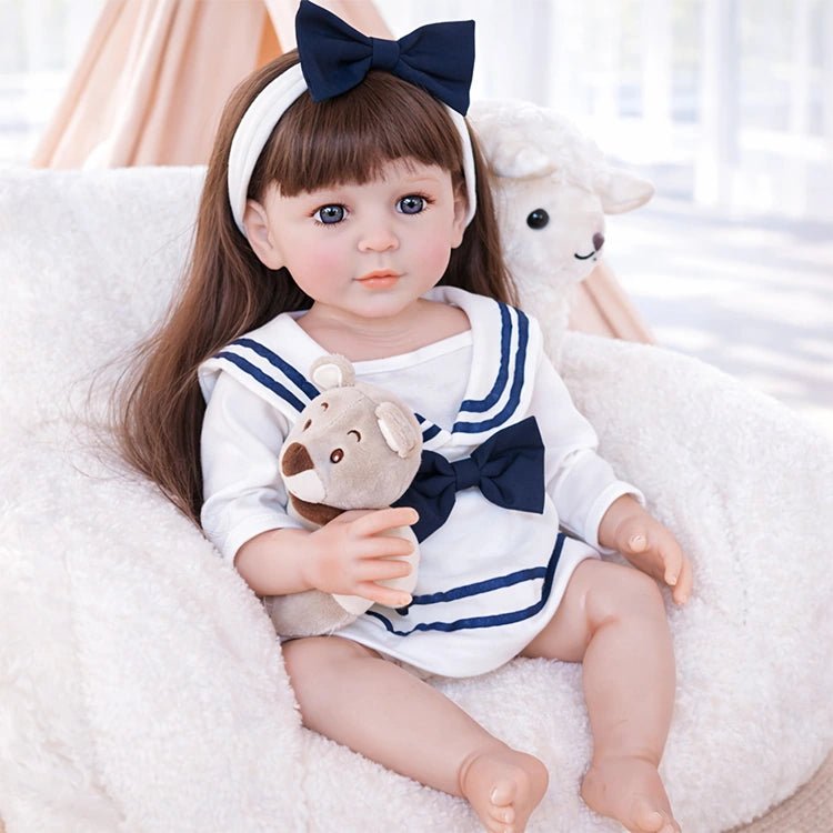 Chimidoll - muñeca renacida de niño pequeño, conjunto blanco de marinero
