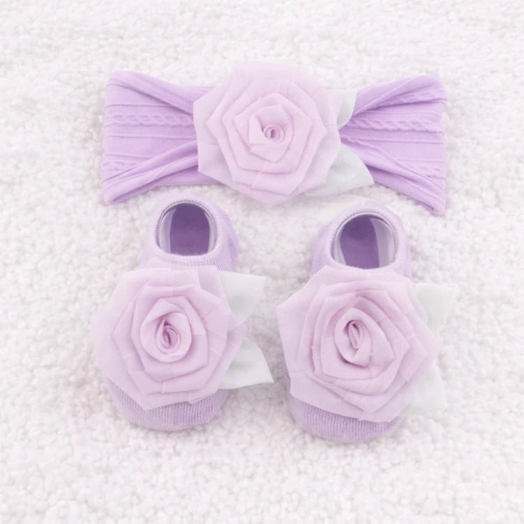 Rose Bow Baby Doll Headband and Socks Set