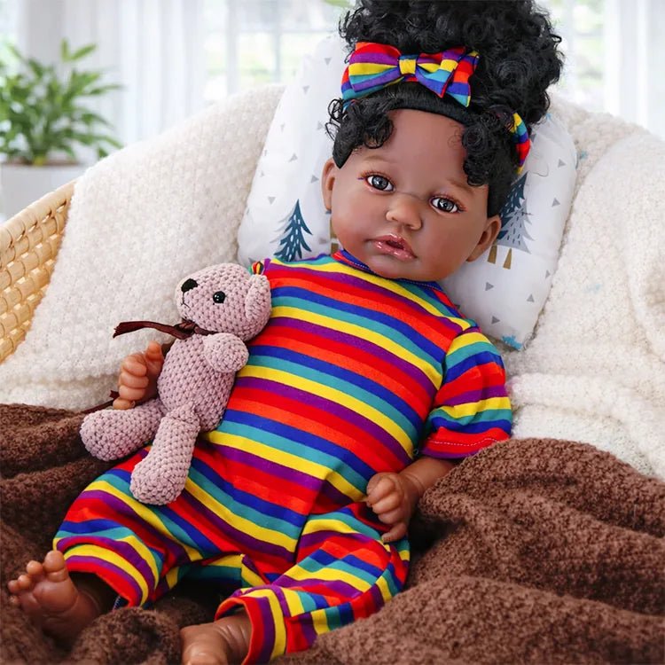 Zara - African American Lifelike Reborn Baby Doll (18") by chimidoll