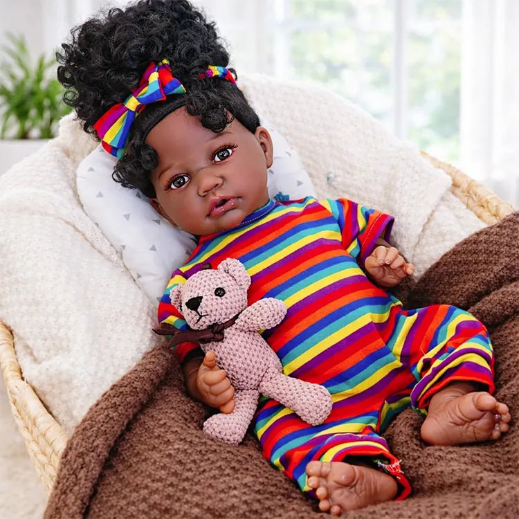 Zara - African American Lifelike Reborn Baby Doll (18") by chimidoll