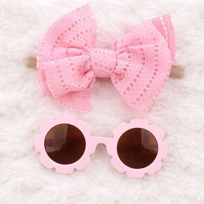 Baby Doll Sunglasses & Bow Headband Set