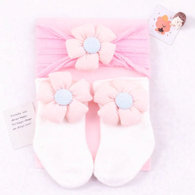 Baby Doll Floral Bow Headband & Socks Set - chimidoll