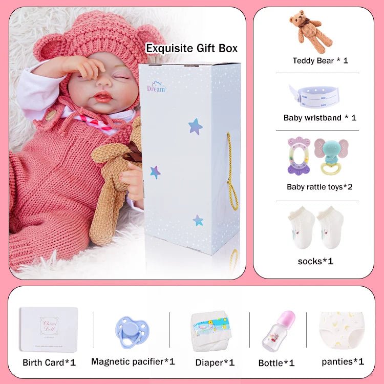 Hazel - Lifelike Sleeping Reborn Baby Doll (20") - Authentic Reborn beautiful reborn baby dolls - chimidoll