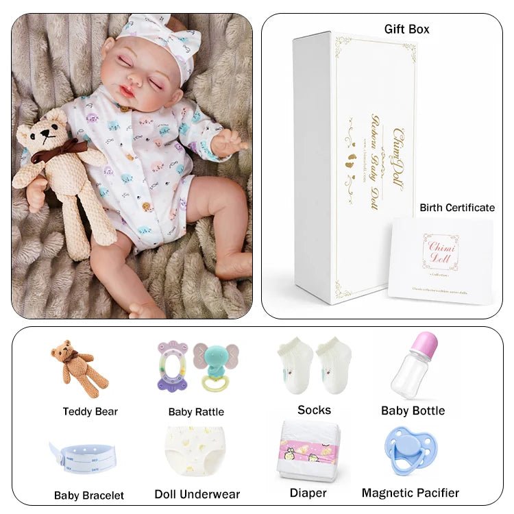 Eleanor - Lifelike Sleeping Reborn Baby Doll (18") - chimidoll