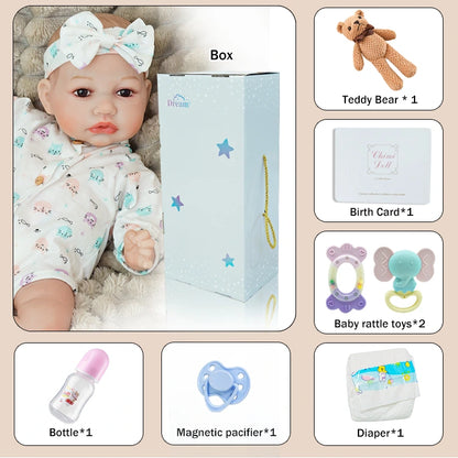 realistic baby doll | newborn dolls | life like baby dolls | soothing feel | hand-painted skin | weighted like a real baby | poseable limbs | premium quality | adorable outfit