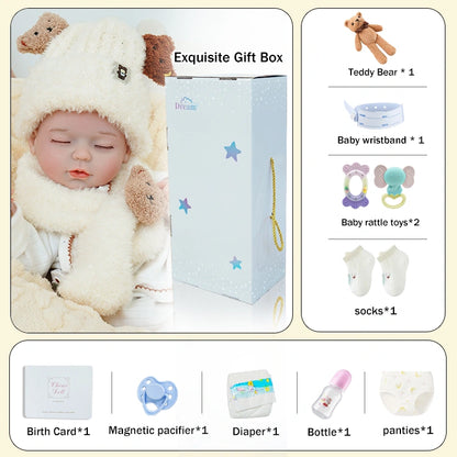 realistic baby doll | newborn dolls | life like baby dolls | soothing feel | hand-painted skin | weighted like a real baby | poseable limbs | premium quality | adorable outfit