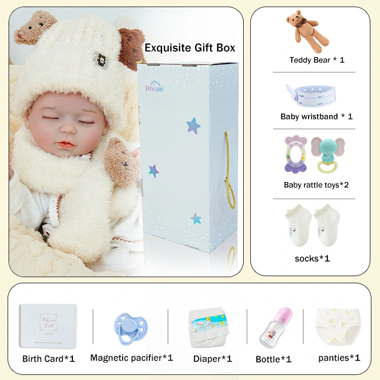 realistic baby doll | newborn dolls | life like baby dolls | soothing feel | hand-painted skin | weighted like a real baby | poseable limbs | premium quality | adorable outfit