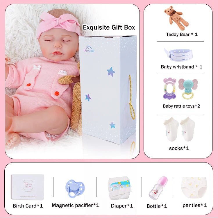 Emmie - Lifelike Sleeping Reborn Baby Doll (20") - Authentic Reborn beautiful reborn baby dolls - chimidoll